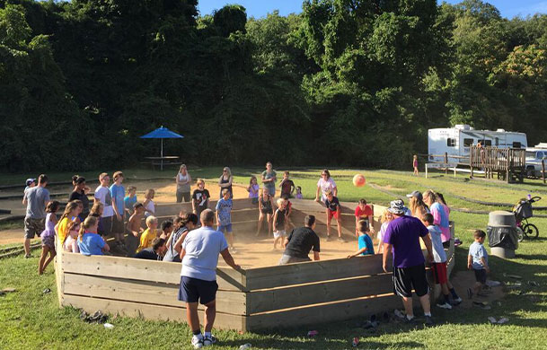 Kids playing GaGa ball at Adventure Bound Eagles Peak